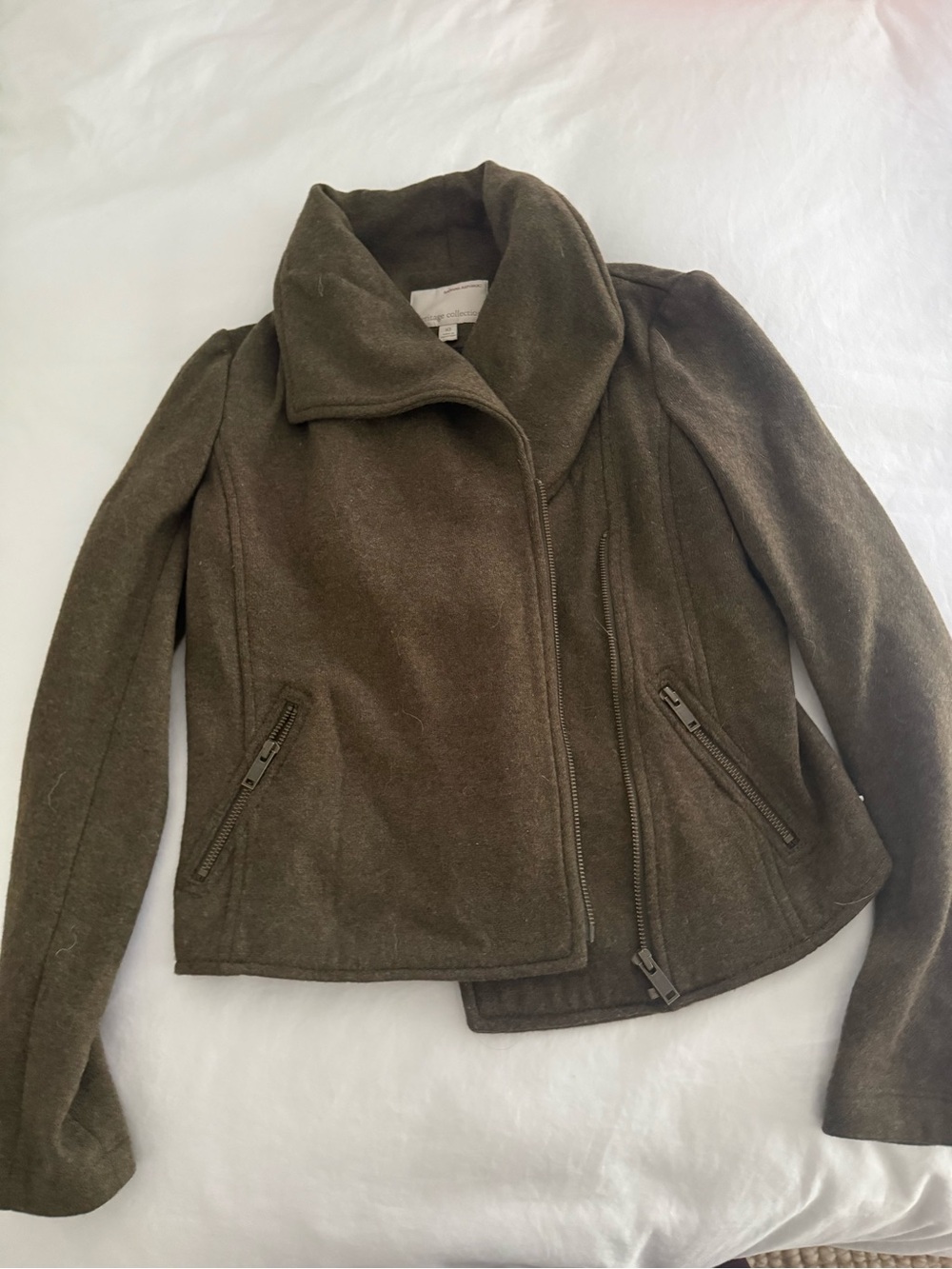 Banana Republic Olive Green Asymmetrical Wool-Blend Pea Coat